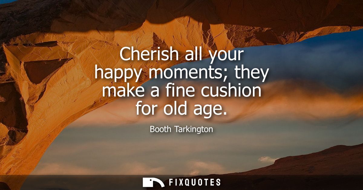 Cherish all your happy moments they make a fine cushion for old age