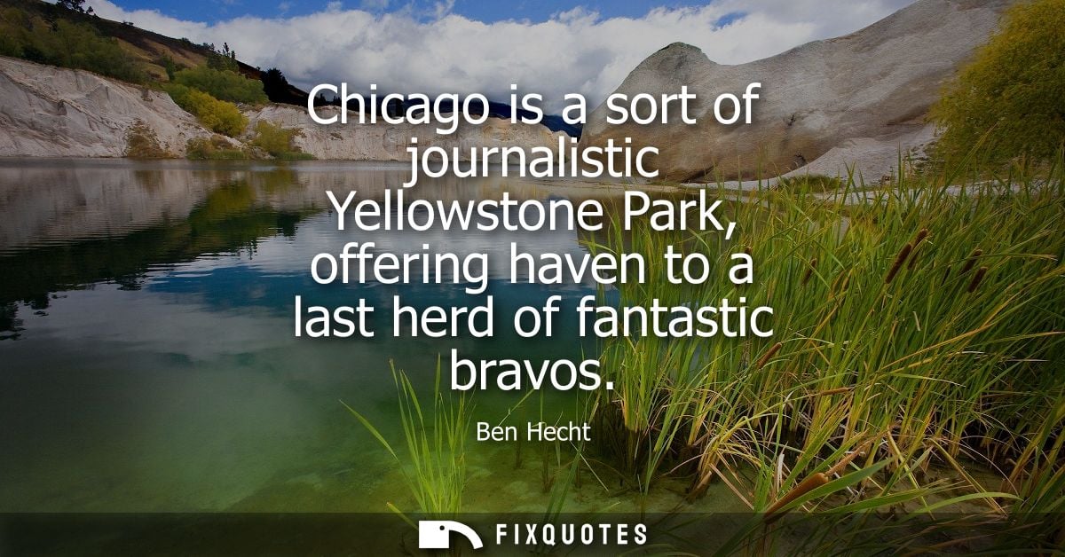 Chicago is a sort of journalistic Yellowstone Park, offering haven to a last herd of fantastic bravos