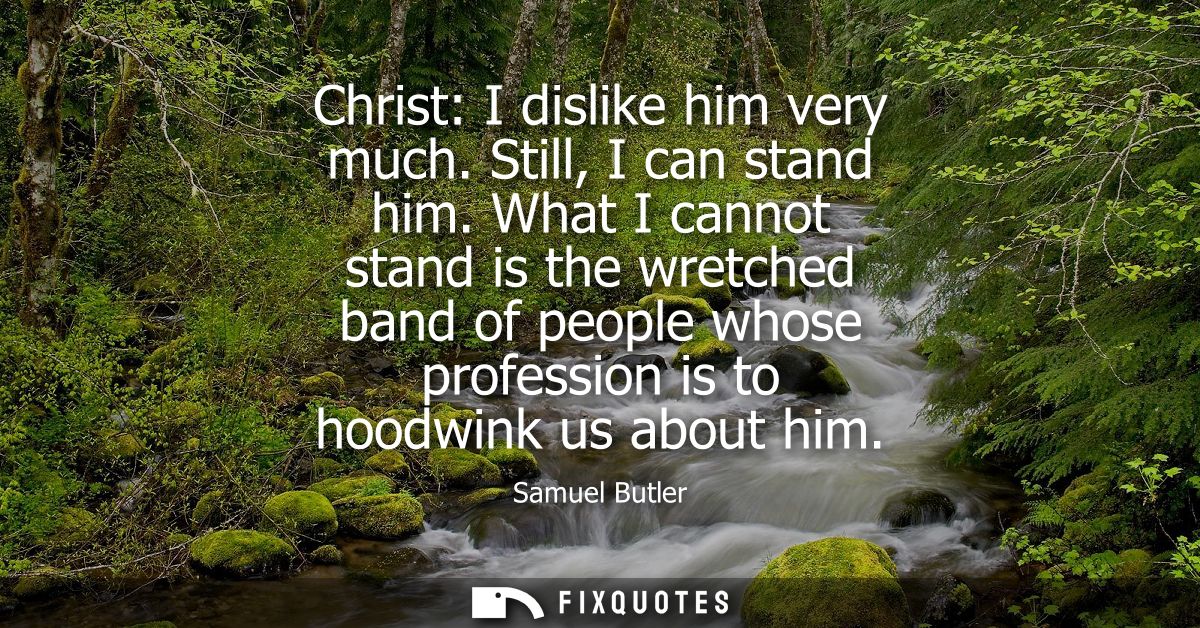 Christ: I dislike him very much. Still, I can stand him. What I cannot stand is the wretched band of people whose profes