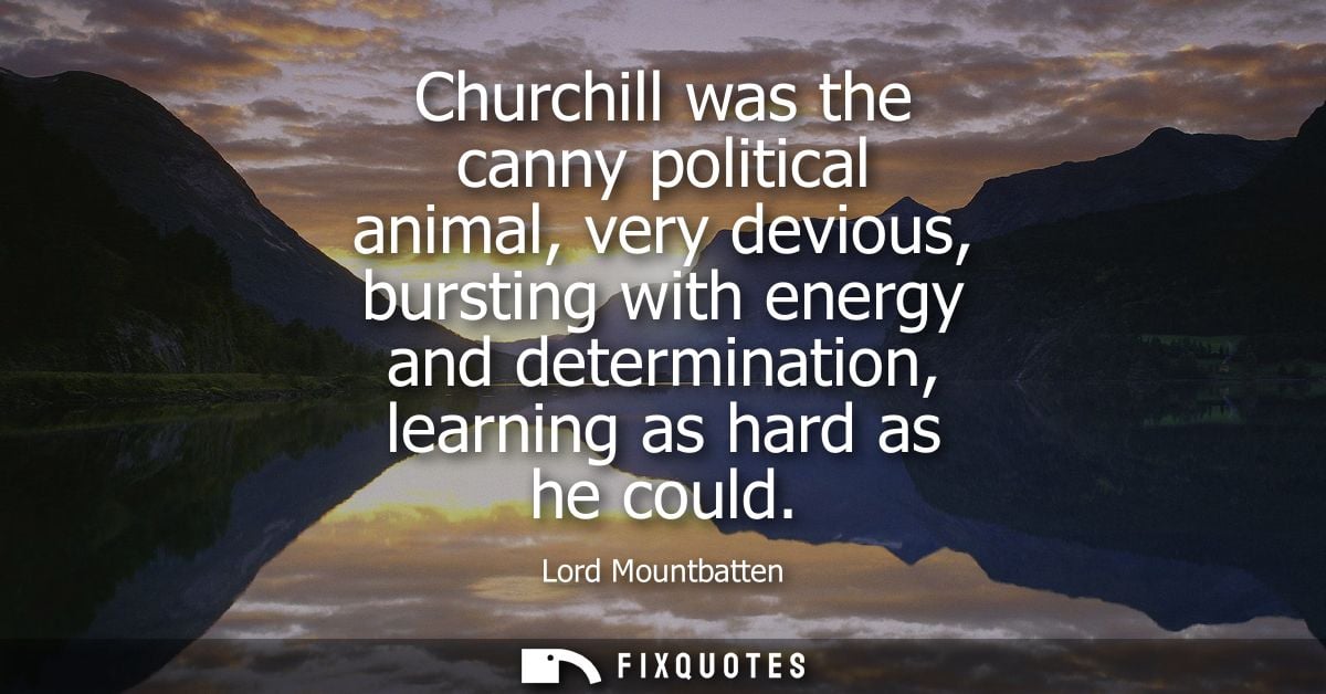 Churchill was the canny political animal, very devious, bursting with energy and determination, learning as hard as he c