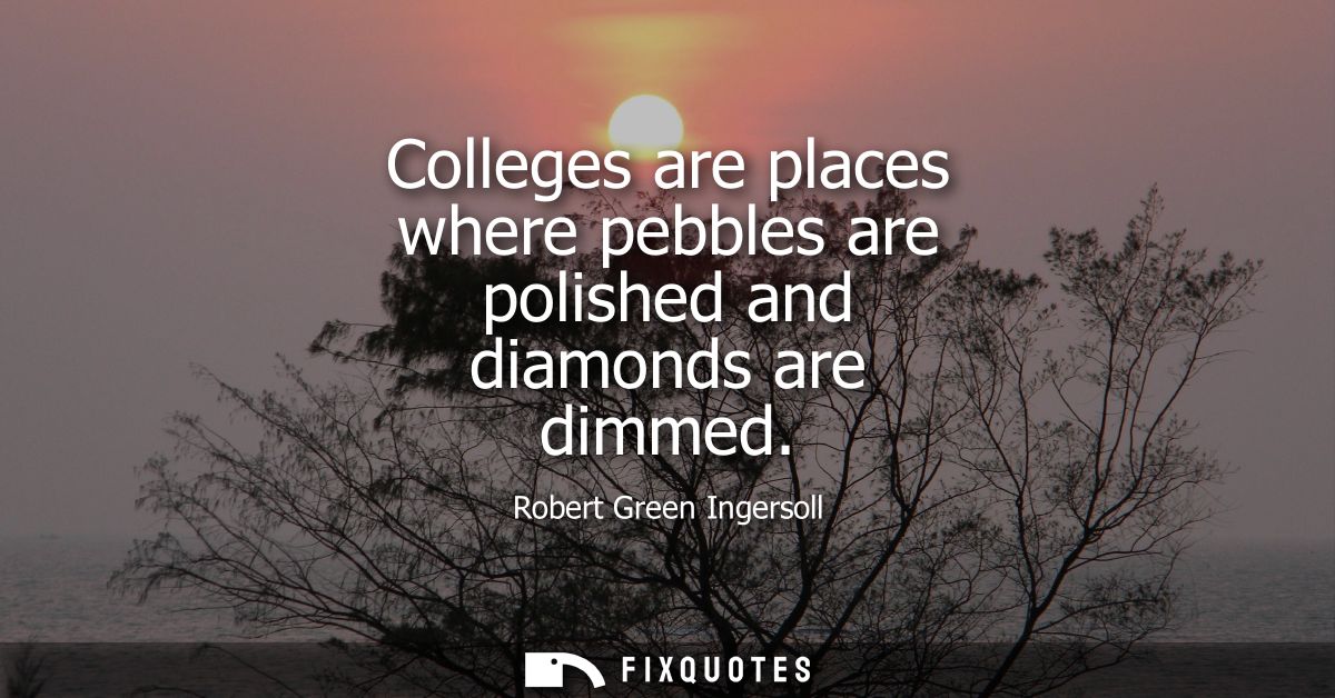 Colleges are places where pebbles are polished and diamonds are dimmed