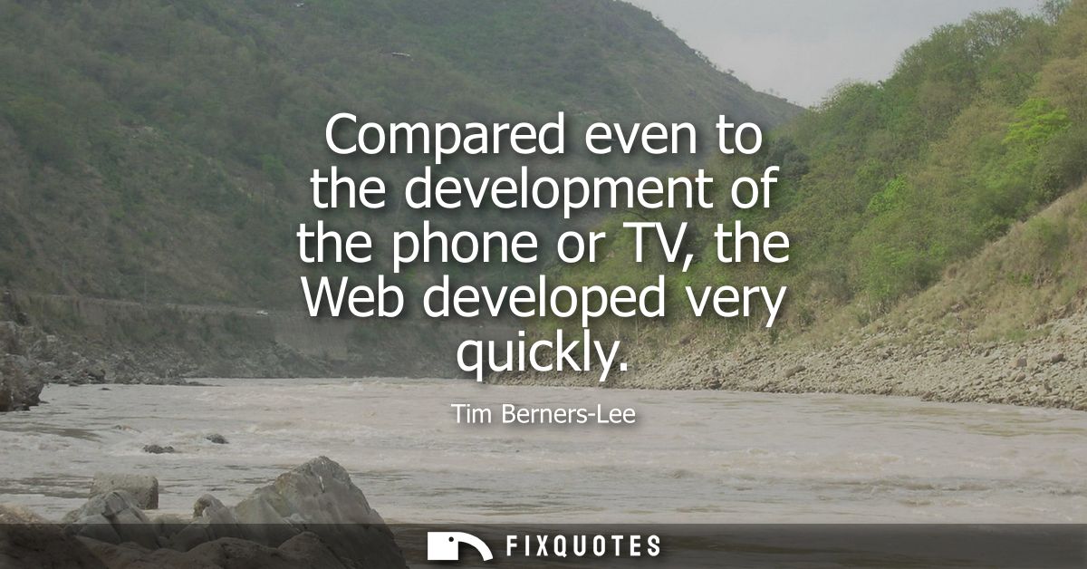 Compared even to the development of the phone or TV, the Web developed very quickly