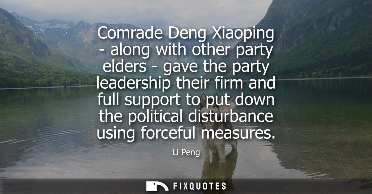 Comrade Deng Xiaoping - along with other party elders - gave the party leadership their firm and full support to put dow