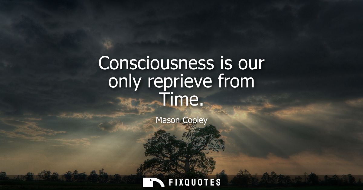 Consciousness is our only reprieve from Time