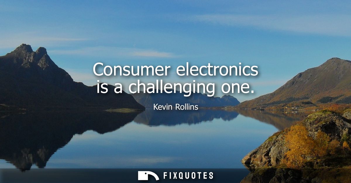 Consumer electronics is a challenging one