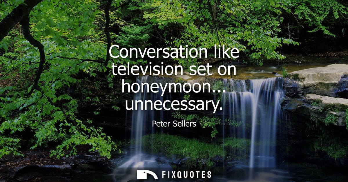 Conversation like television set on honeymoon... unnecessary