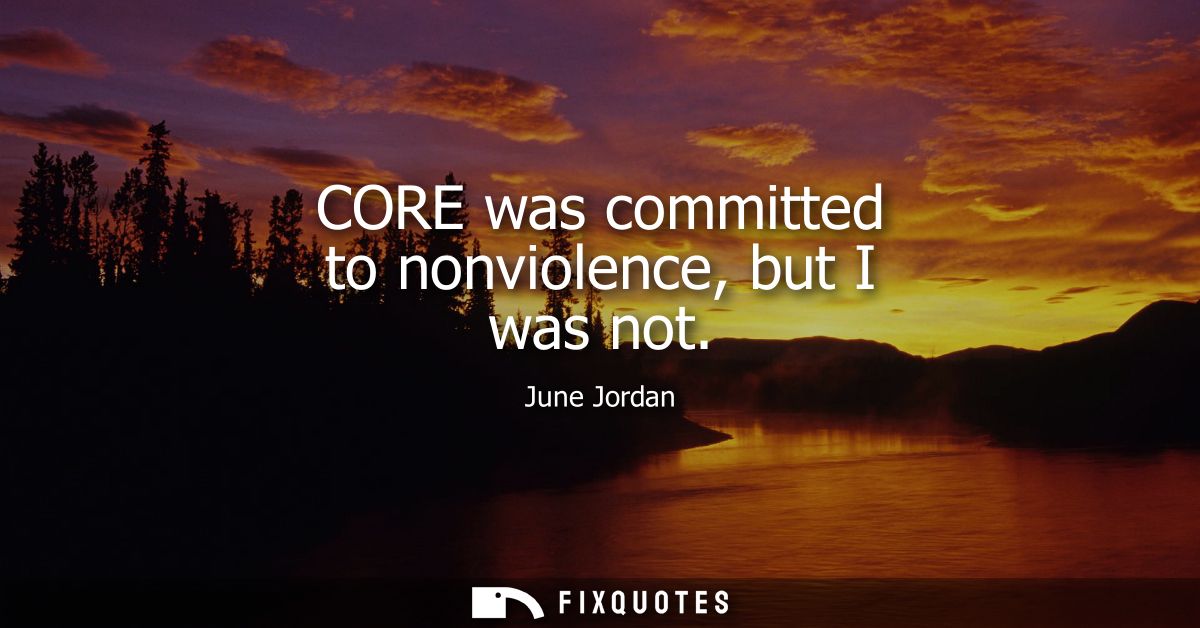 CORE was committed to nonviolence, but I was not