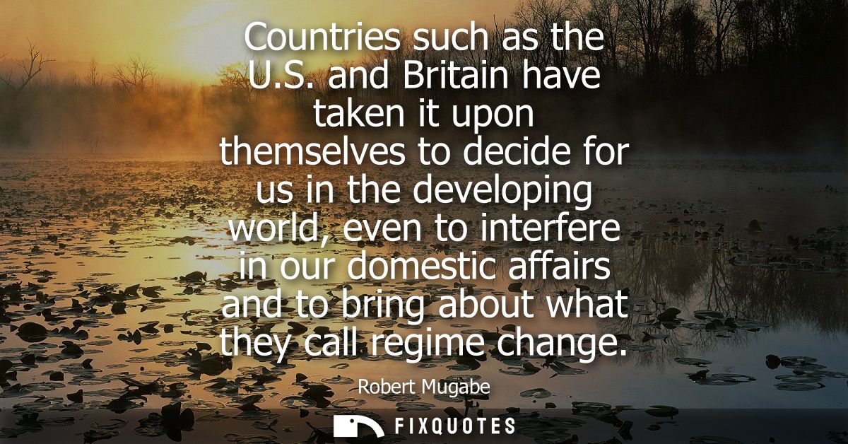 Countries such as the U.S. and Britain have taken it upon themselves to decide for us in the developing world, even to i