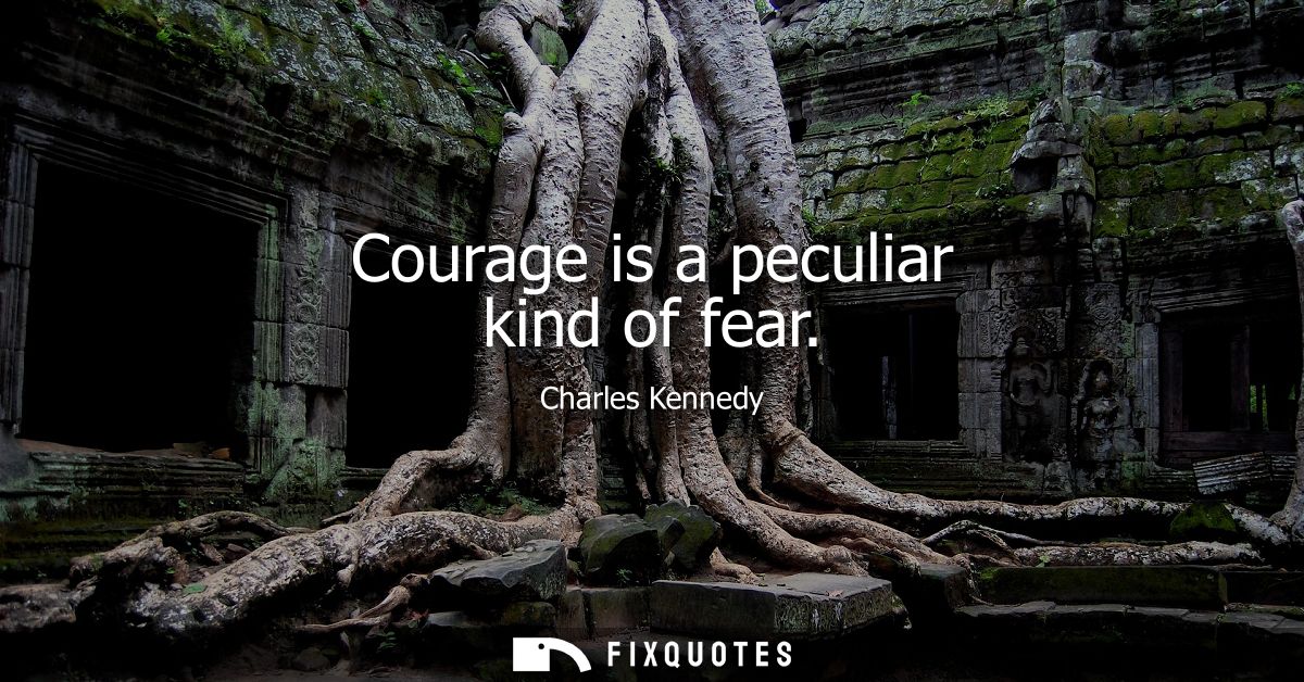 Courage is a peculiar kind of fear