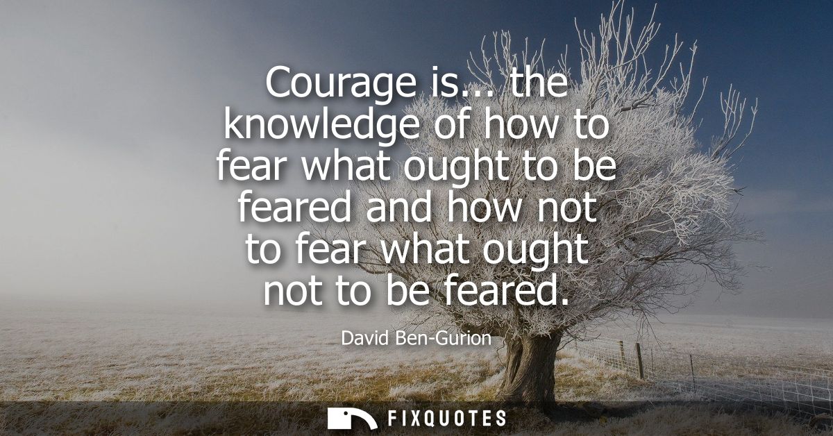 Courage is... the knowledge of how to fear what ought to be feared and how not to fear what ought not to be feared