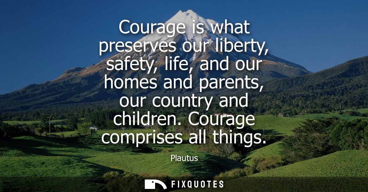 Courage is what preserves our liberty, safety, life, and our homes and parents, our country and children. Courage compri