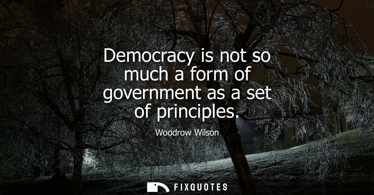 Democracy is not so much a form of government as a set of principles
