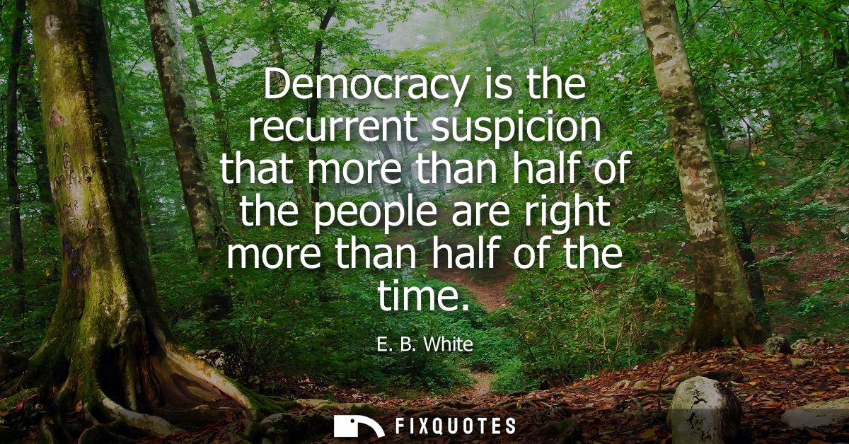 Democracy is the recurrent suspicion that more than half of the people are right more than half of the time