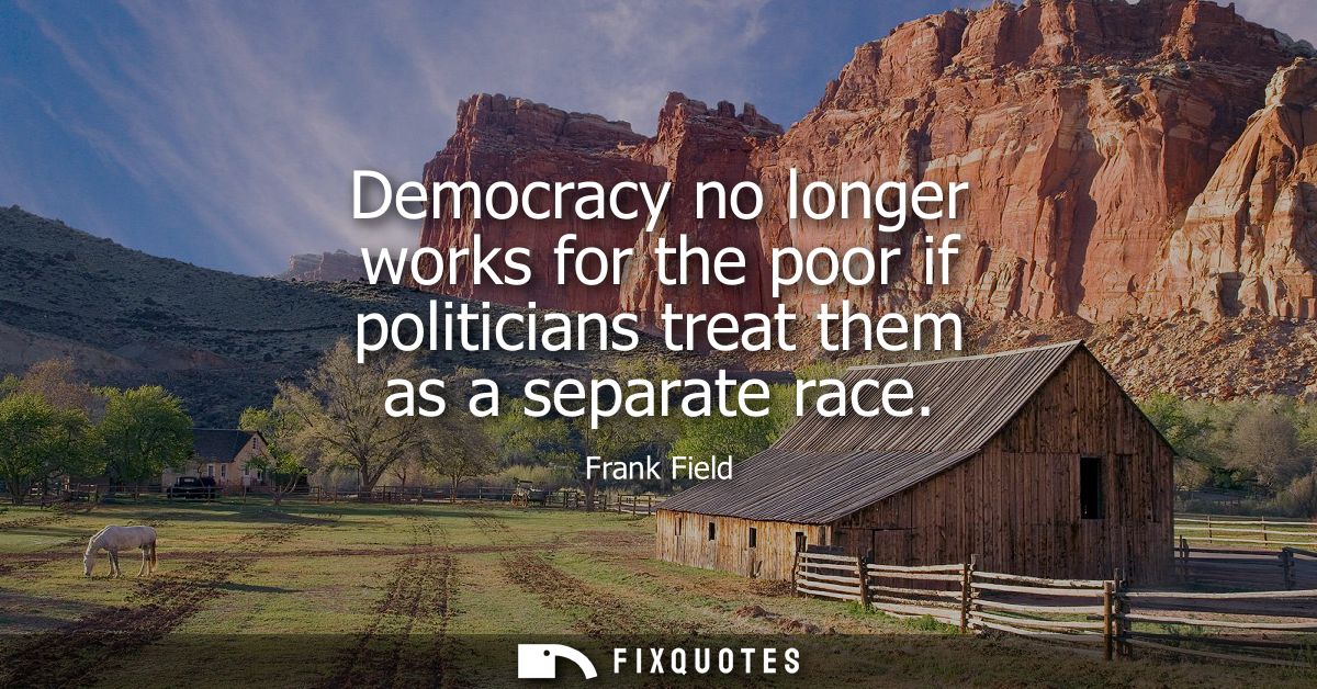 Democracy no longer works for the poor if politicians treat them as a separate race