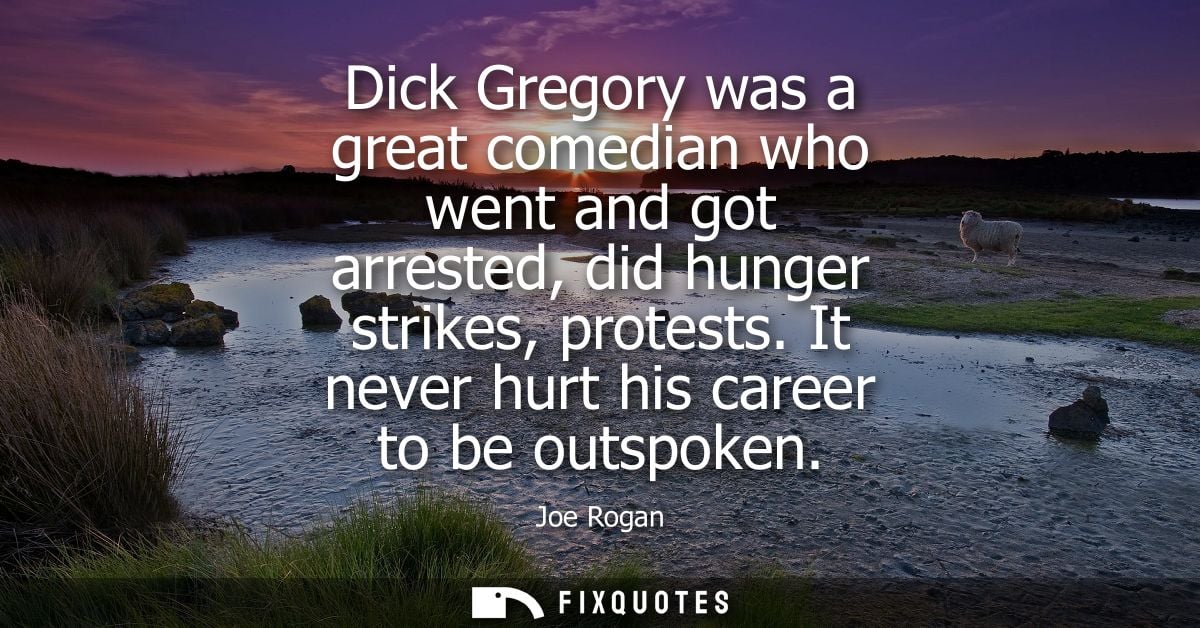 Dick Gregory was a great comedian who went and got arrested, did hunger strikes, protests. It never hurt his career to b