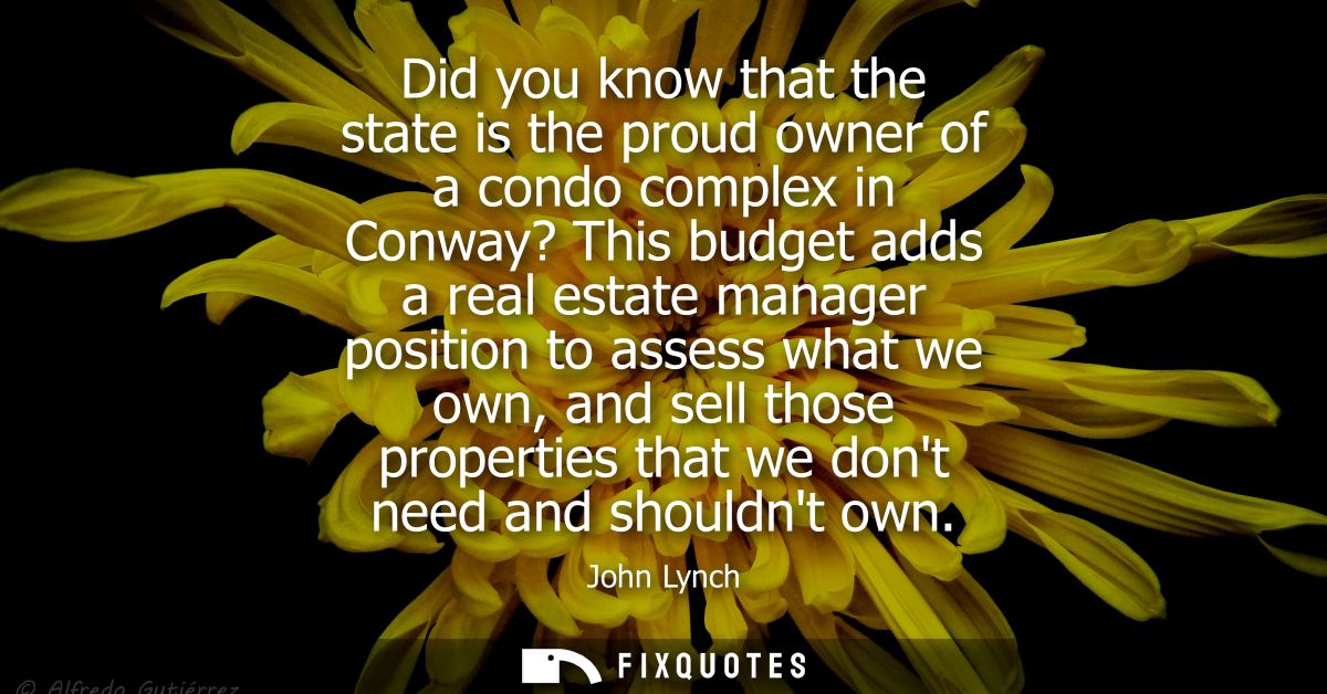 Did you know that the state is the proud owner of a condo complex in Conway? This budget adds a real estate manager posi