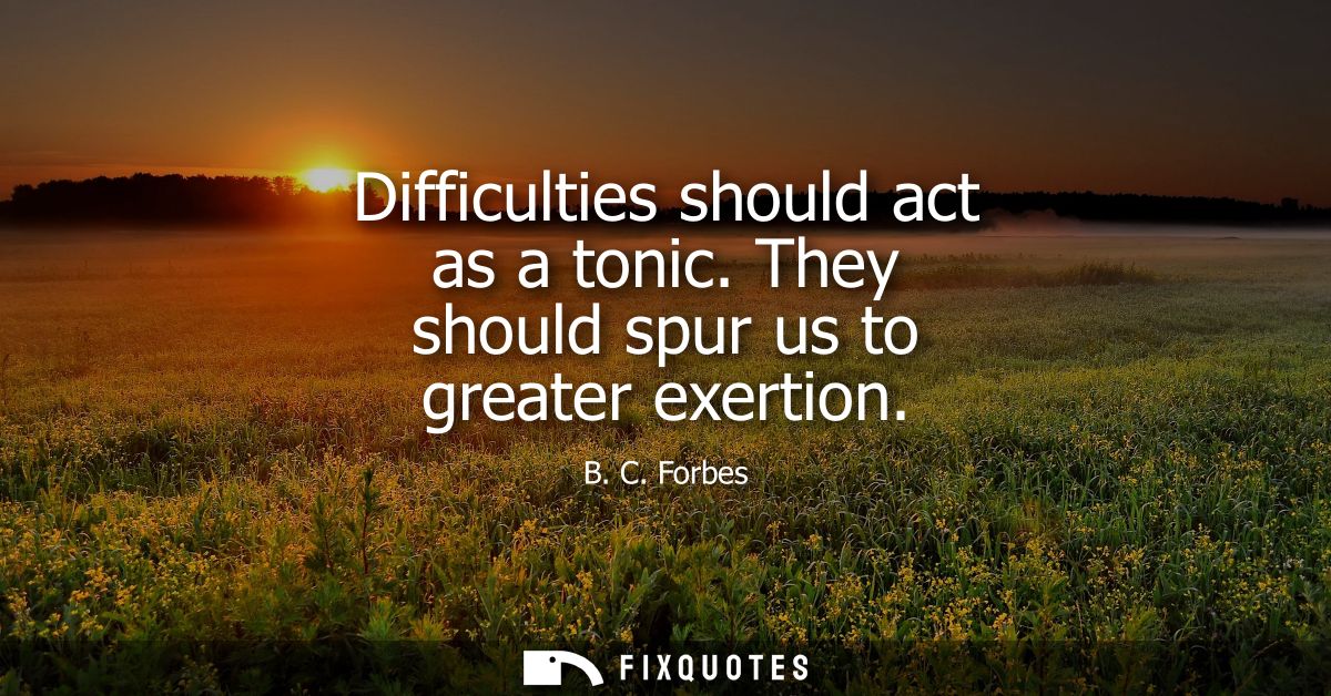 Difficulties should act as a tonic. They should spur us to greater exertion