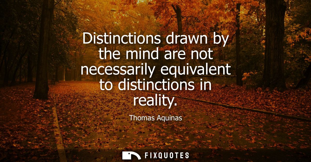 Distinctions drawn by the mind are not necessarily equivalent to distinctions in reality