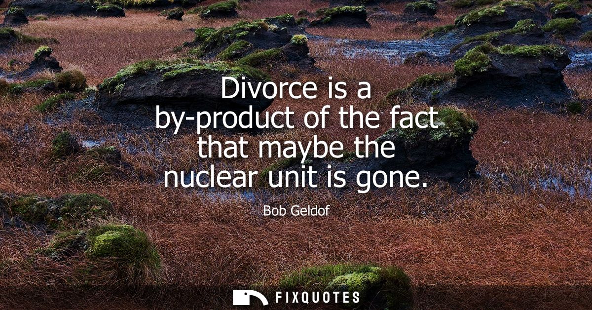 Divorce is a by-product of the fact that maybe the nuclear unit is gone