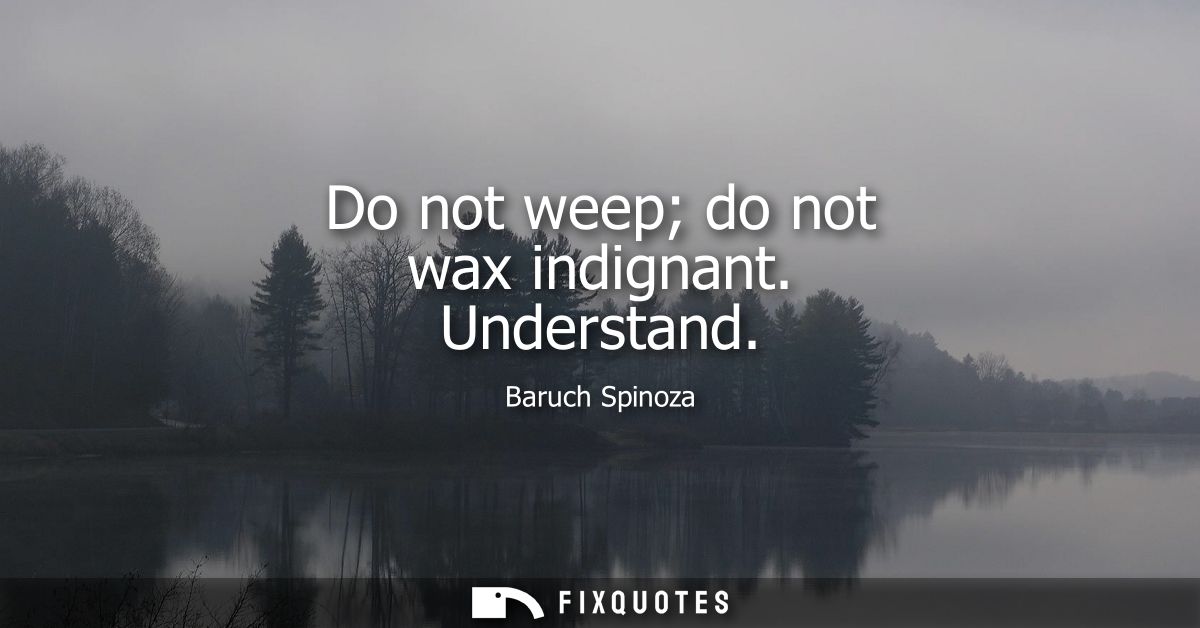 Do not weep do not wax indignant. Understand