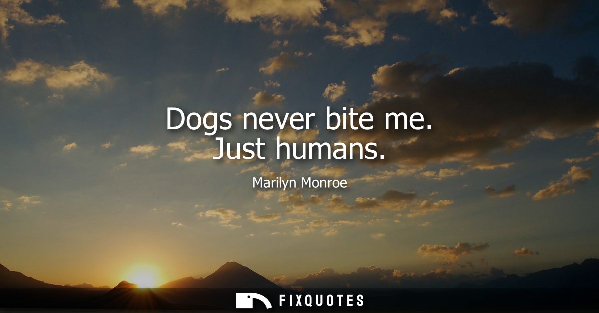 Dogs never bite me. Just humans