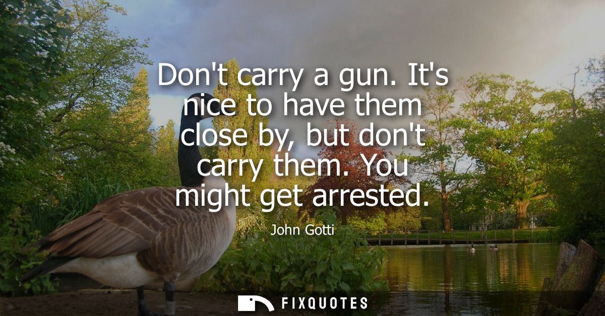 Dont carry a gun. Its nice to have them close by, but dont carry them. You might get arrested