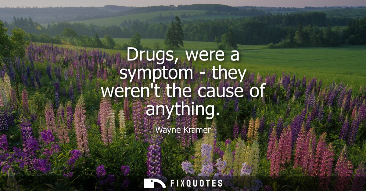 Drugs, were a symptom - they werent the cause of anything