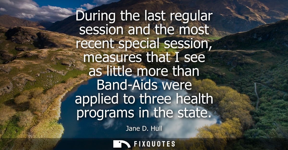 During the last regular session and the most recent special session, measures that I see as little more than Band-Aids w