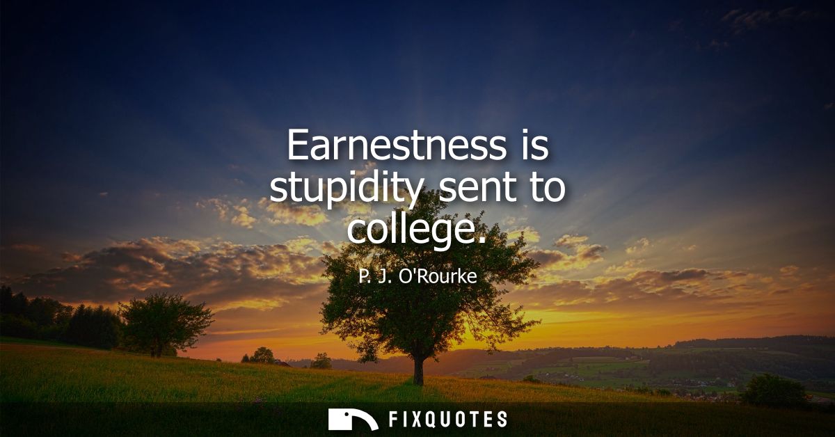 Earnestness is stupidity sent to college