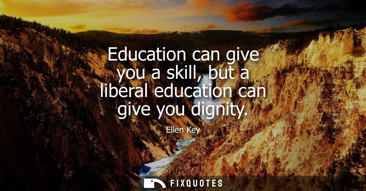 Education can give you a skill, but a liberal education can give you dignity