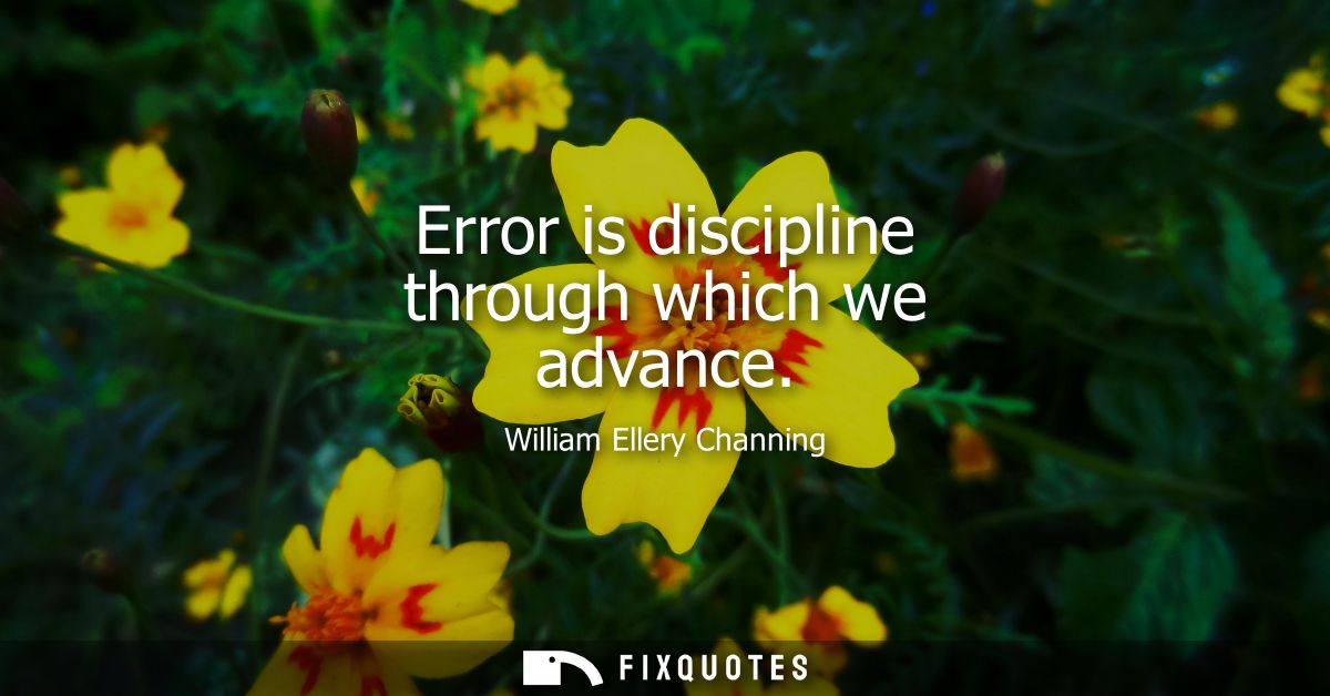 Error is discipline through which we advance