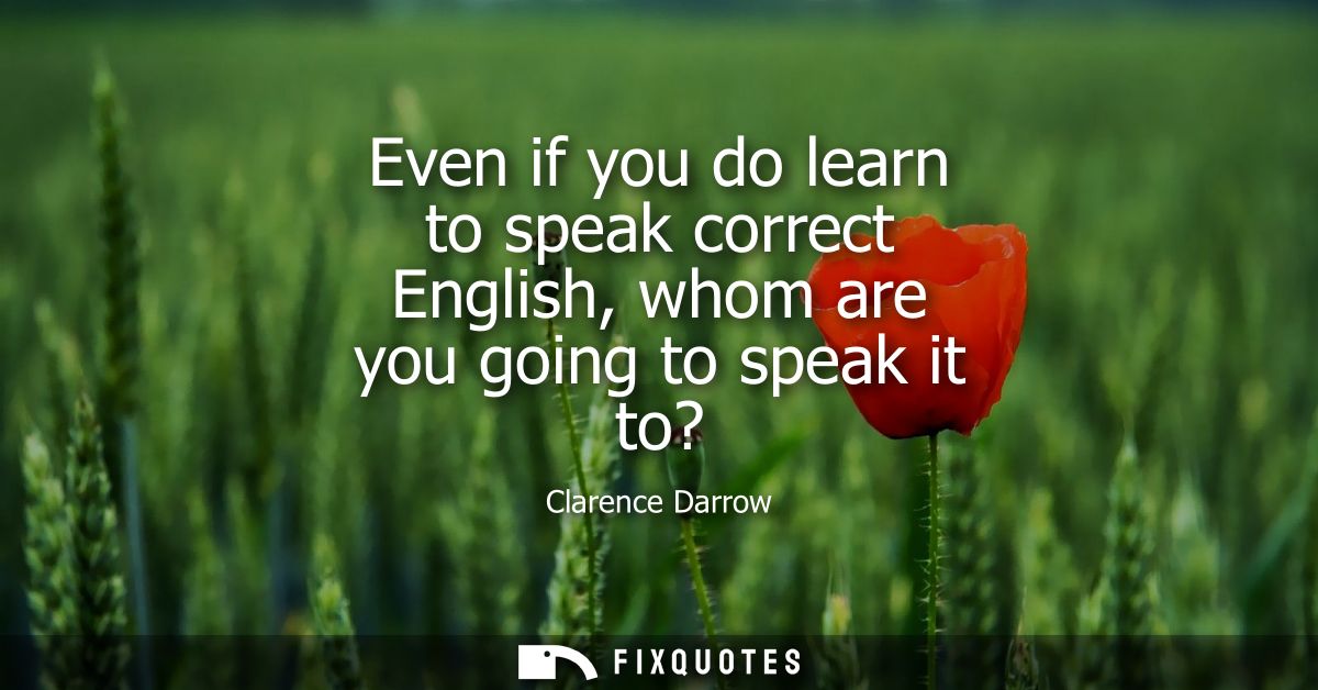 Even if you do learn to speak correct English, whom are you going to speak it to?