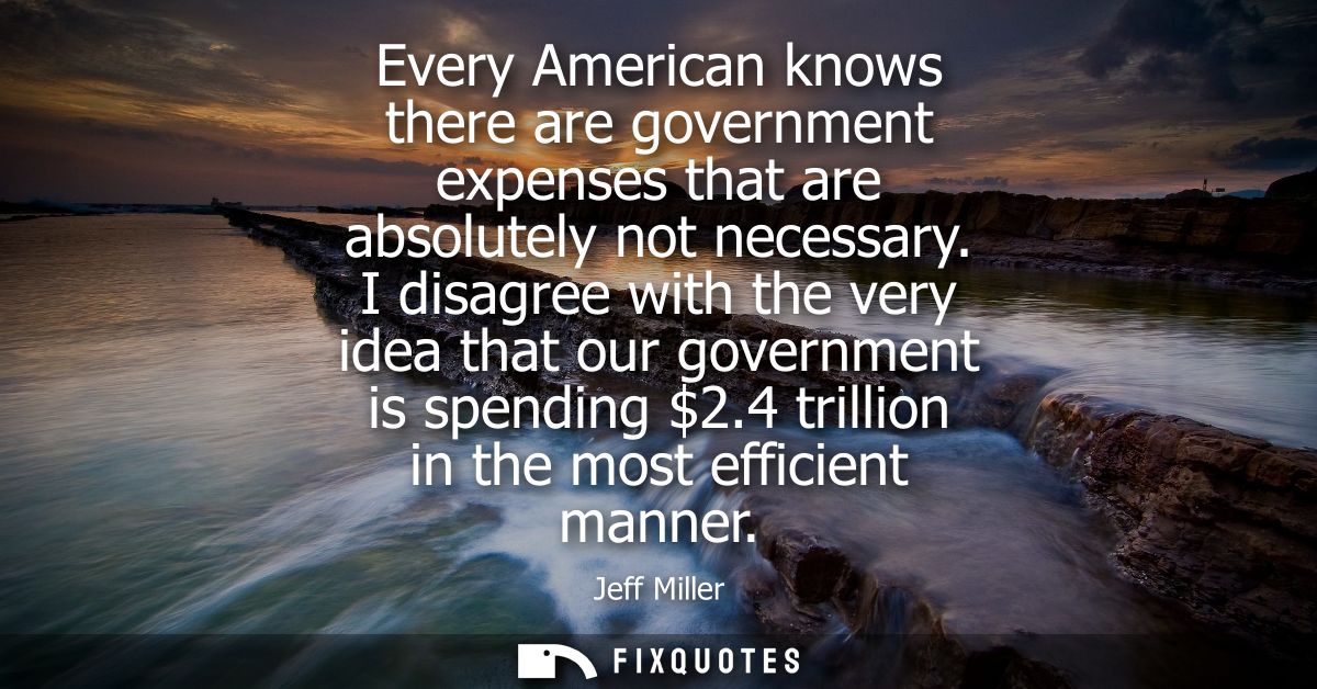Every American knows there are government expenses that are absolutely not necessary. I disagree with the very idea that