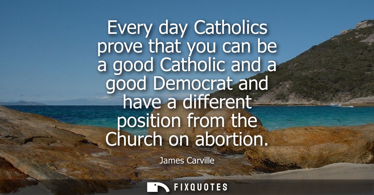 Every day Catholics prove that you can be a good Catholic and a good Democrat and have a different position from the Chu