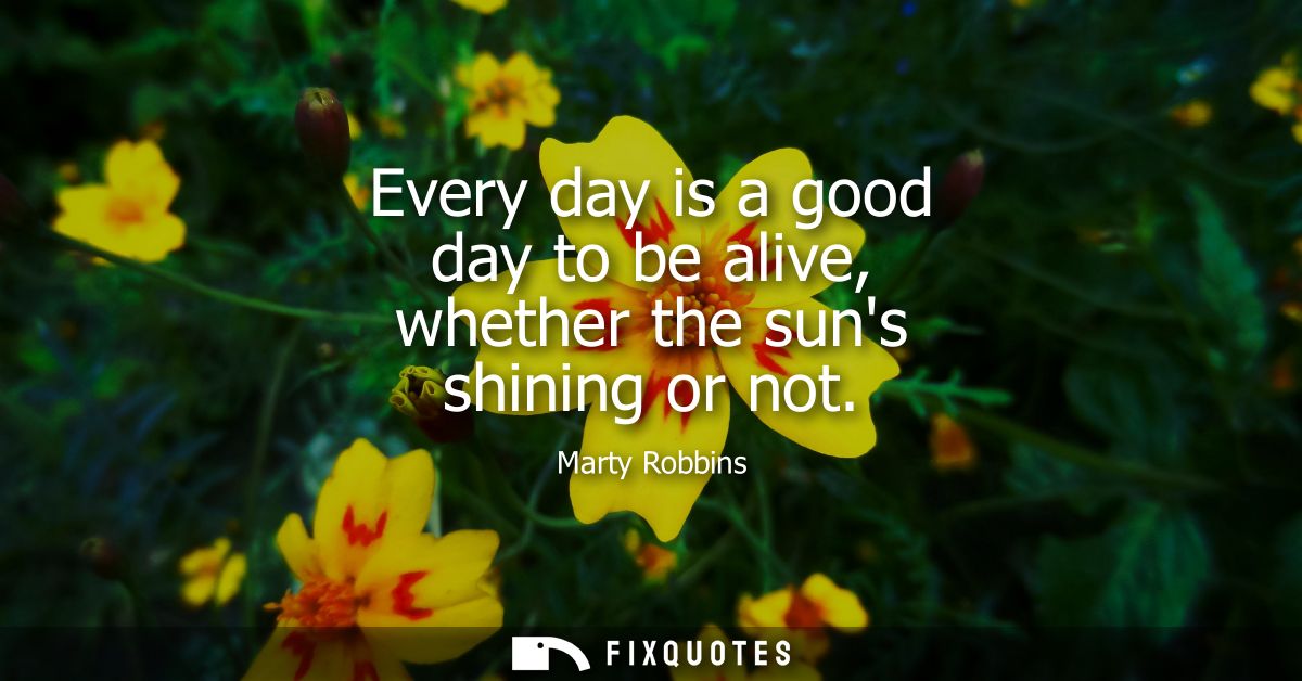 Every day is a good day to be alive, whether the suns shining or not