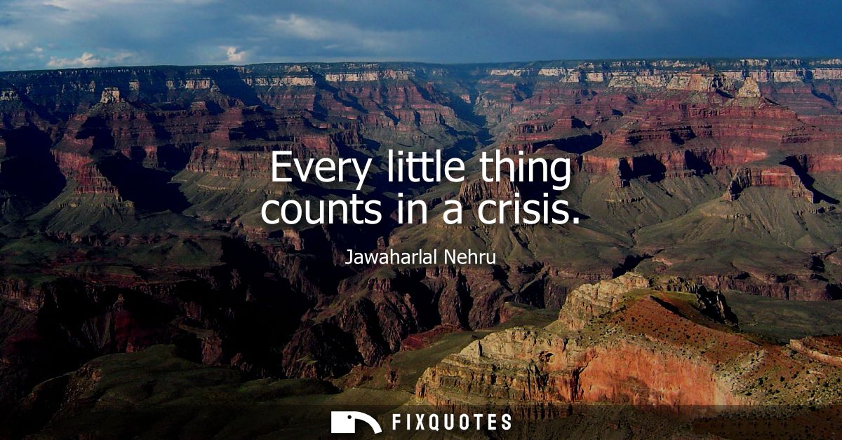 Every little thing counts in a crisis