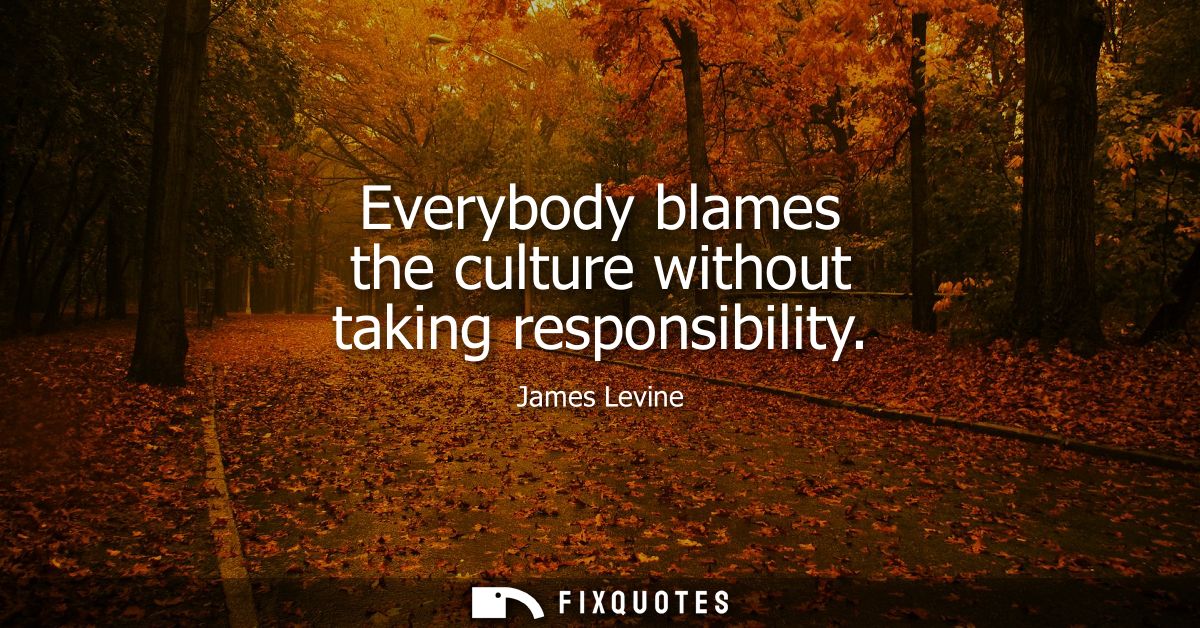 Everybody blames the culture without taking responsibility