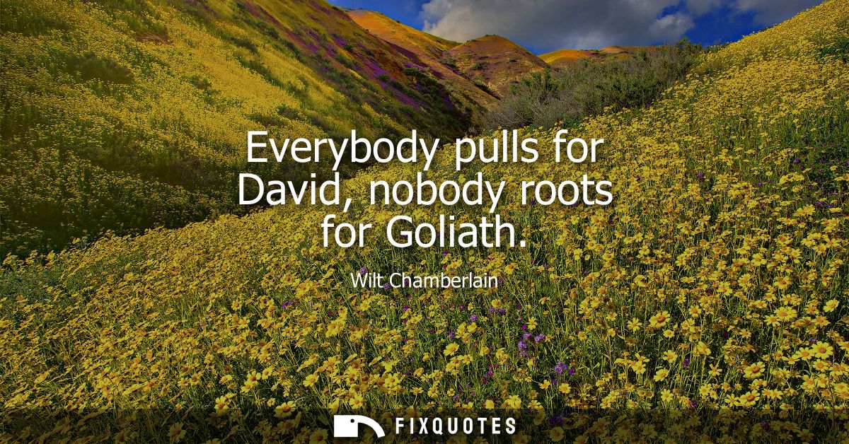 Everybody pulls for David, nobody roots for Goliath