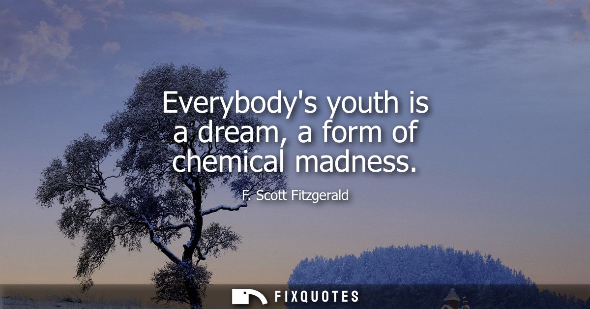 Everybodys youth is a dream, a form of chemical madness