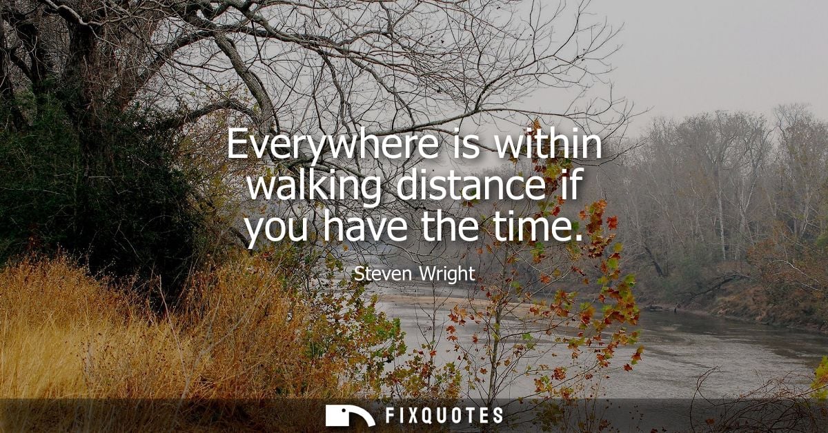 Everywhere is within walking distance if you have the time - Steven Wright