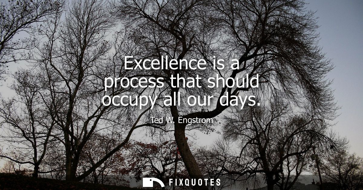 Excellence is a process that should occupy all our days