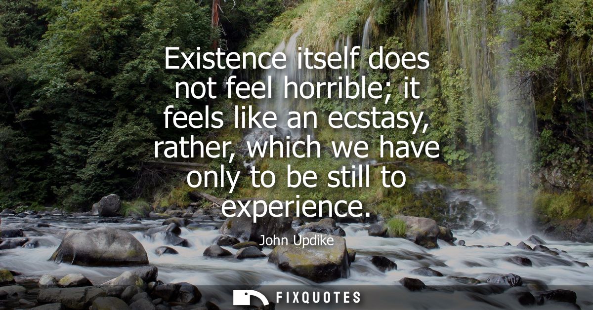 Existence itself does not feel horrible it feels like an ecstasy, rather, which we have only to be still to experience