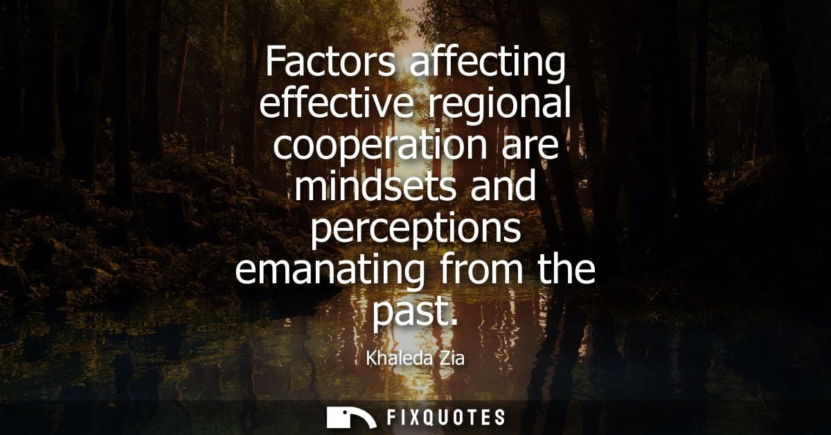 Factors affecting effective regional cooperation are mindsets and perceptions emanating from the past
