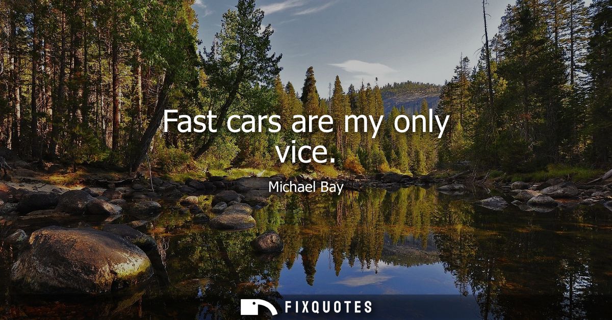 Fast cars are my only vice - Michael Bay