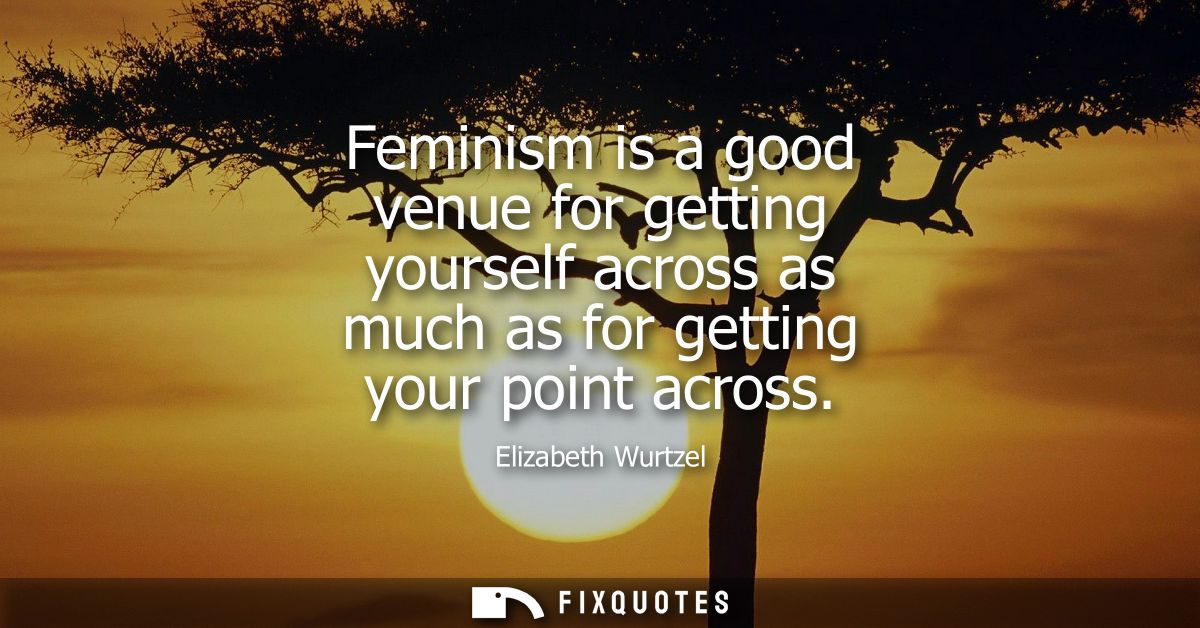 Feminism is a good venue for getting yourself across as much as for getting your point across
