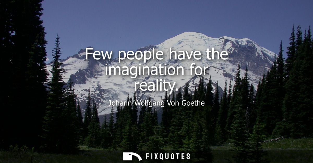 Few people have the imagination for reality