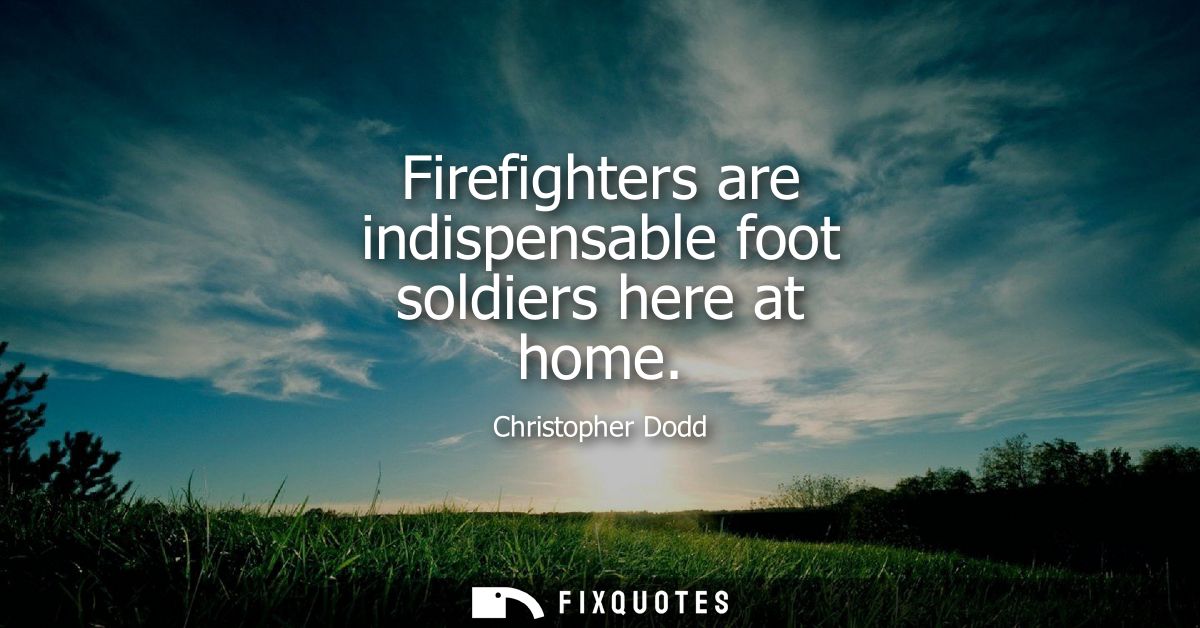 Firefighters are indispensable foot soldiers here at home
