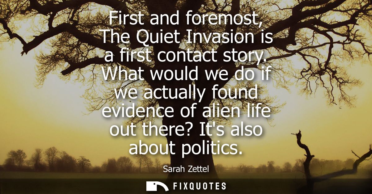 First and foremost, The Quiet Invasion is a first contact story. What would we do if we actually found evidence of alien