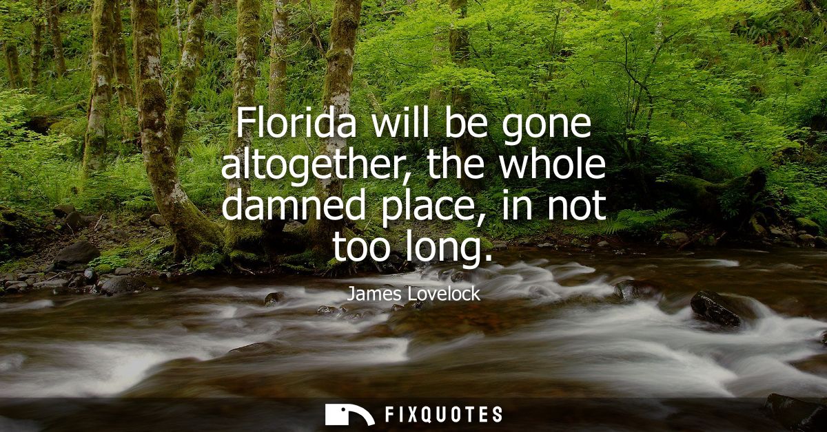 Florida will be gone altogether, the whole damned place, in not too long