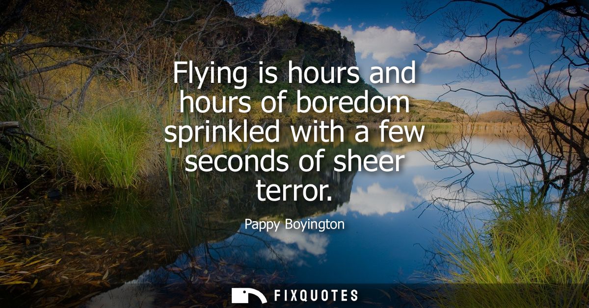 Flying is hours and hours of boredom sprinkled with a few seconds of sheer terror